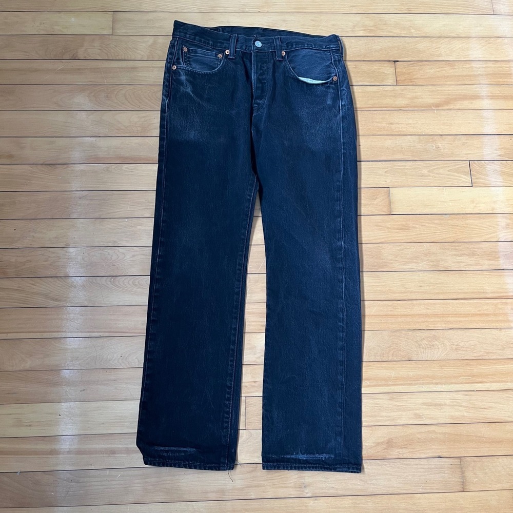 Levis 501 Original Fit Mens Jeans 31x30 Faded Black Straight Leg Button Fly